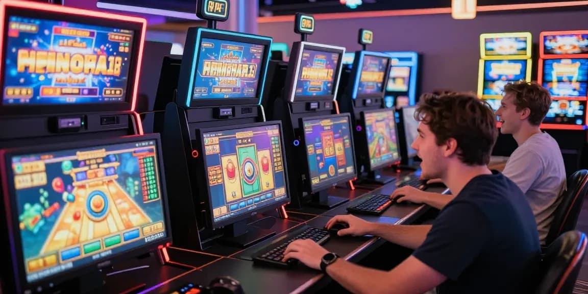 Kasino online KANGTOTO menampilkan slot gacor yang menarik dan pelanggan yang bersemangat.