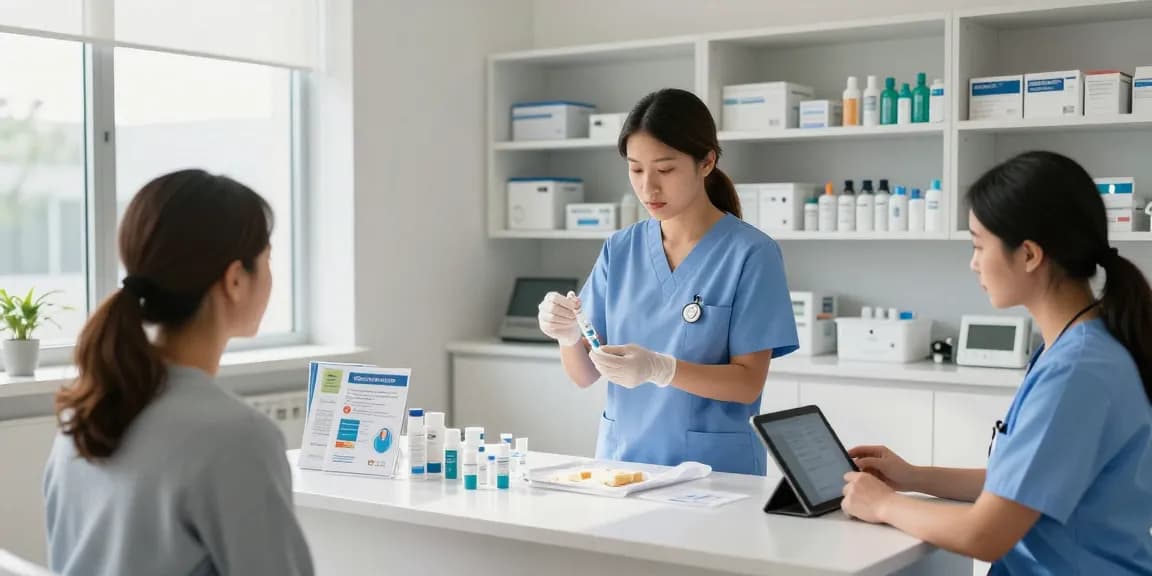Medical supplies Mississauga showcased in a bright clinical room with a nurse preparing essentials for patient care.